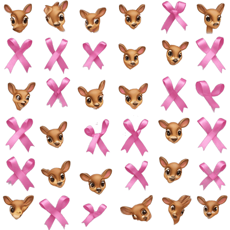 Bambi with a pink ribbon emoji