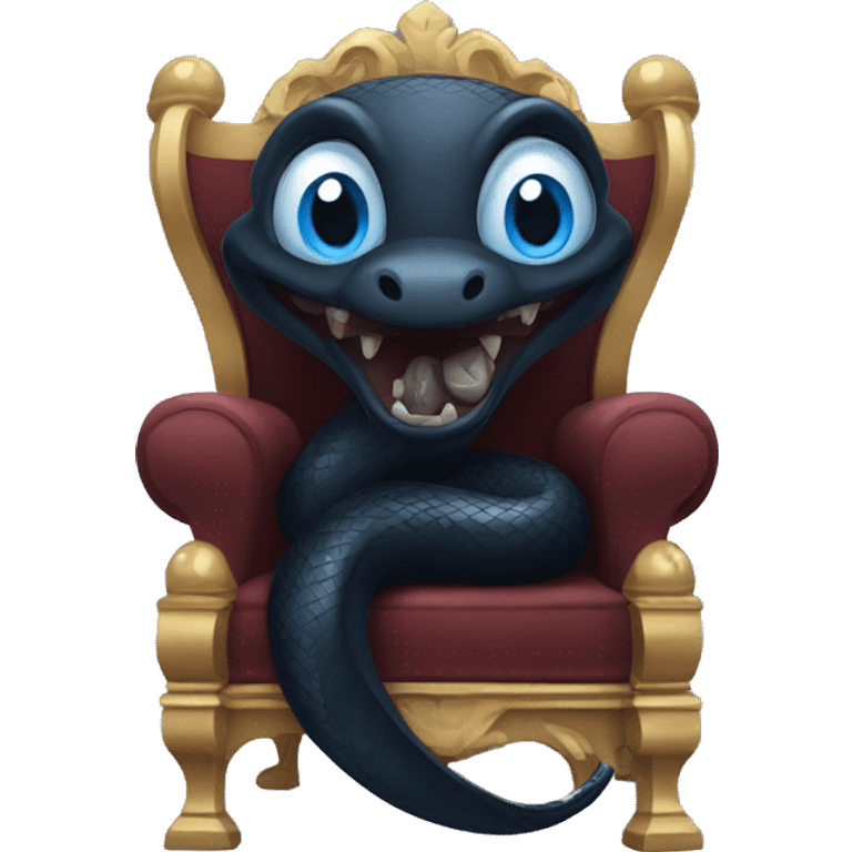 Black evil snake with blue eyes sitting on a throne  emoji