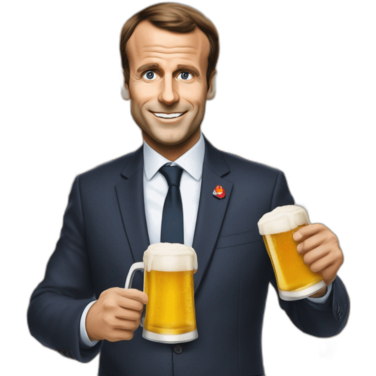 Emanuel Macron qui boit une bière emoji