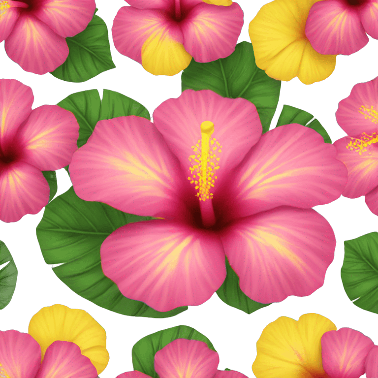 Pink and yellow hibiscus  emoji