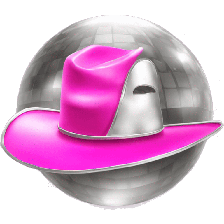 silver disco ball with a shiny pink cowboy hat emoji