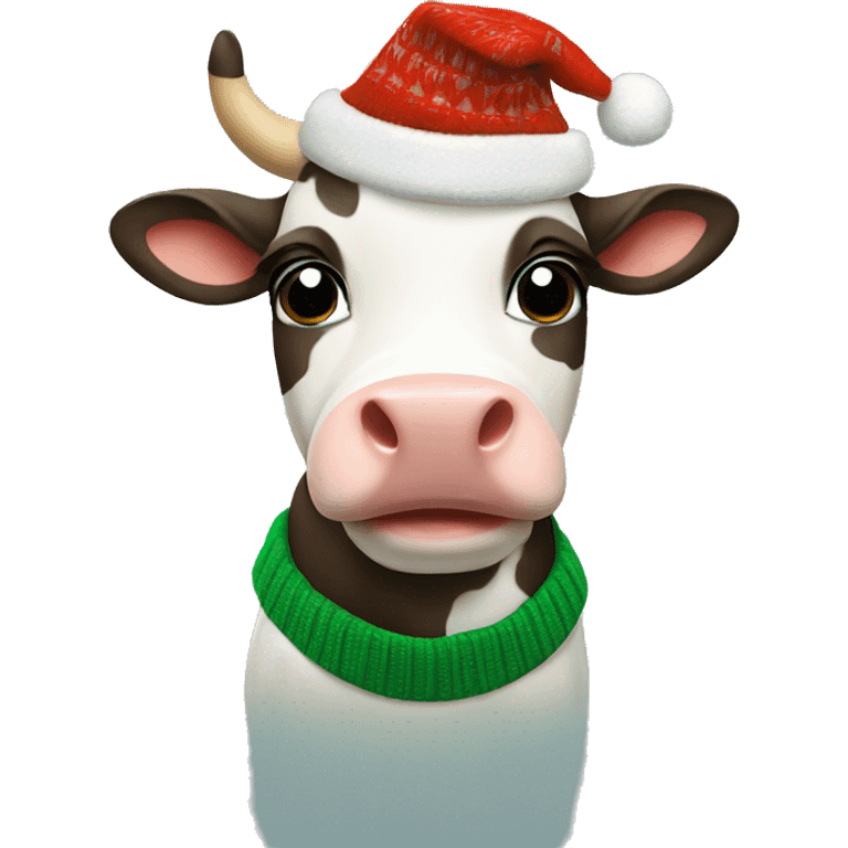 Cute Cow wearing Christmas Sweater  emoji