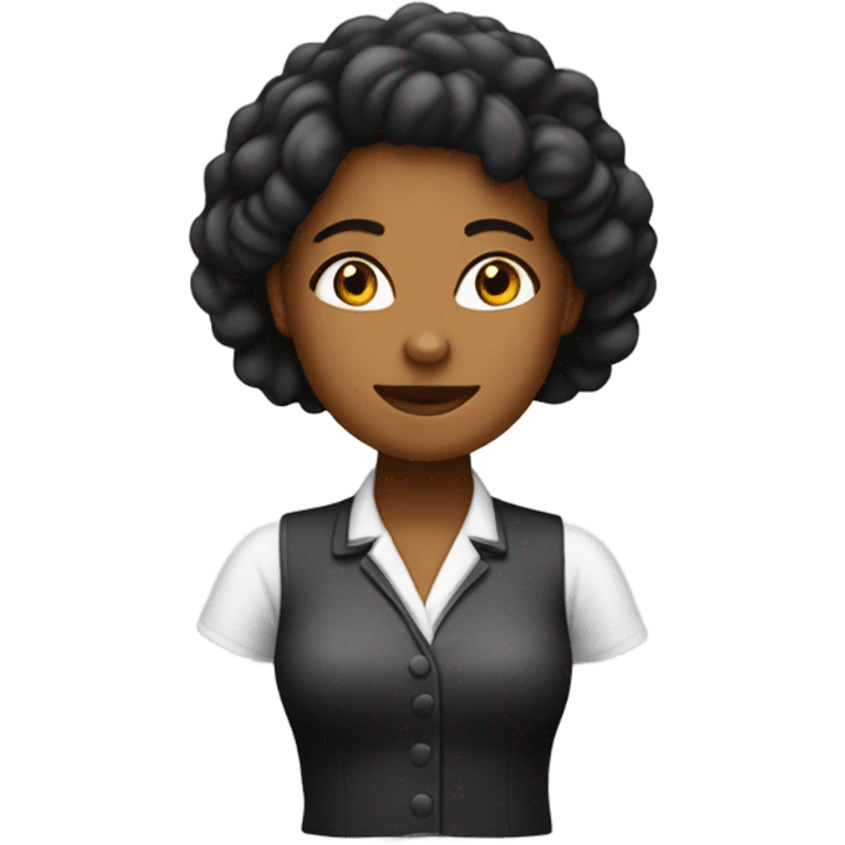 crea un emoji de una mujer ingeniera de sistemas negra con cabello rizo emoji