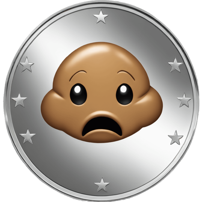 poop emoji on a silver coin  emoji