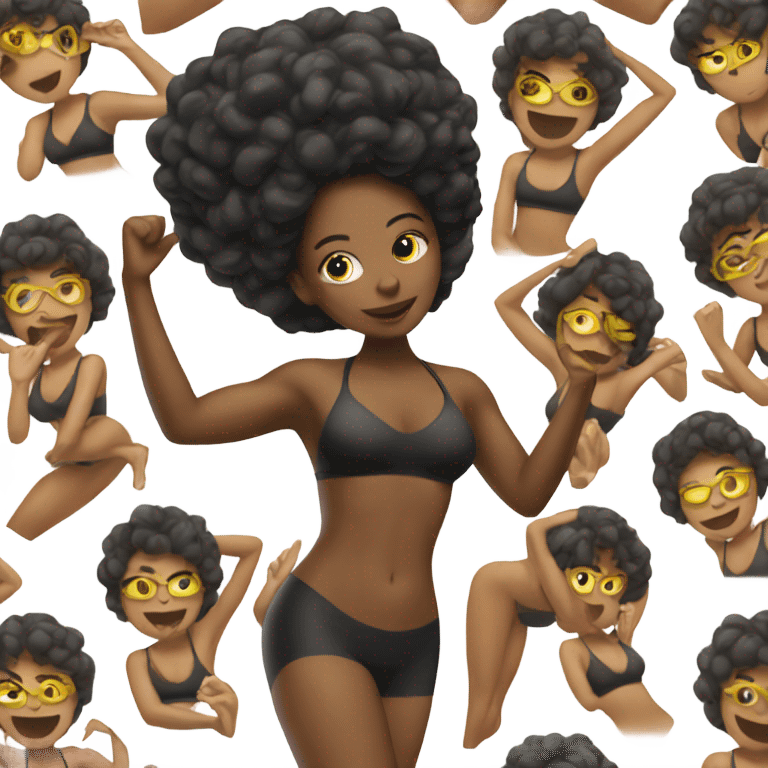 1 Black woman in a bikini doing pilates. emoji