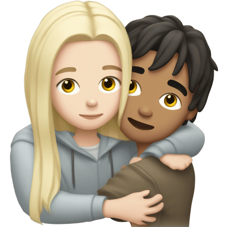 Billie eilish hugging with boy middle part hairs blonde mix with brunette hairs  emoji