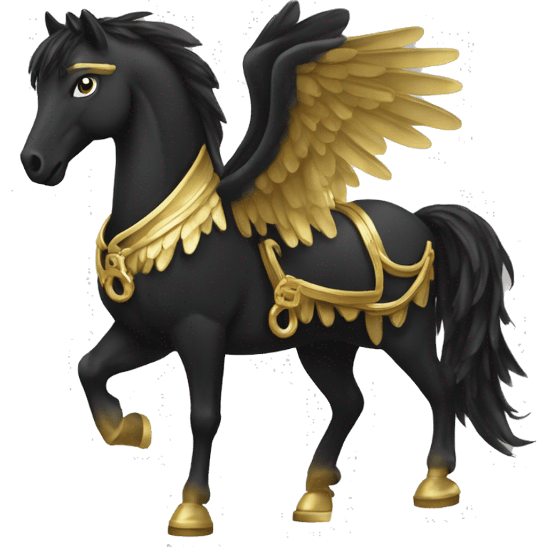 Black Pegasus, golden horseshoes on its hooves  emoji