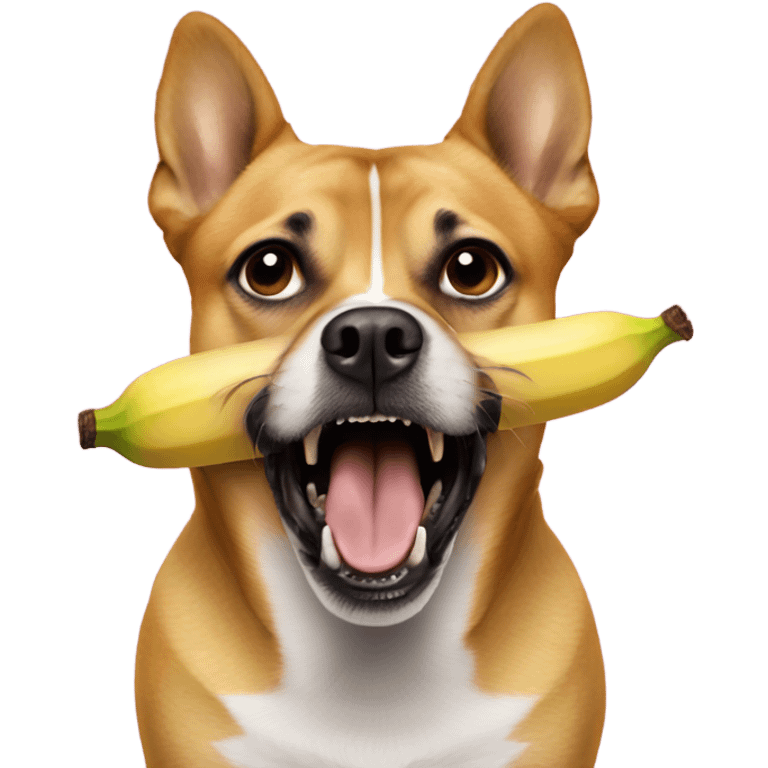 Scared banana in a dogs mouth  emoji