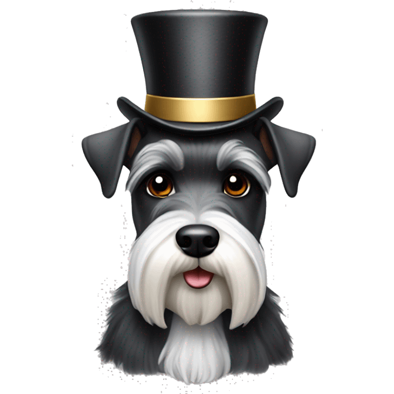 Schnauzer with a fancy top hat  emoji