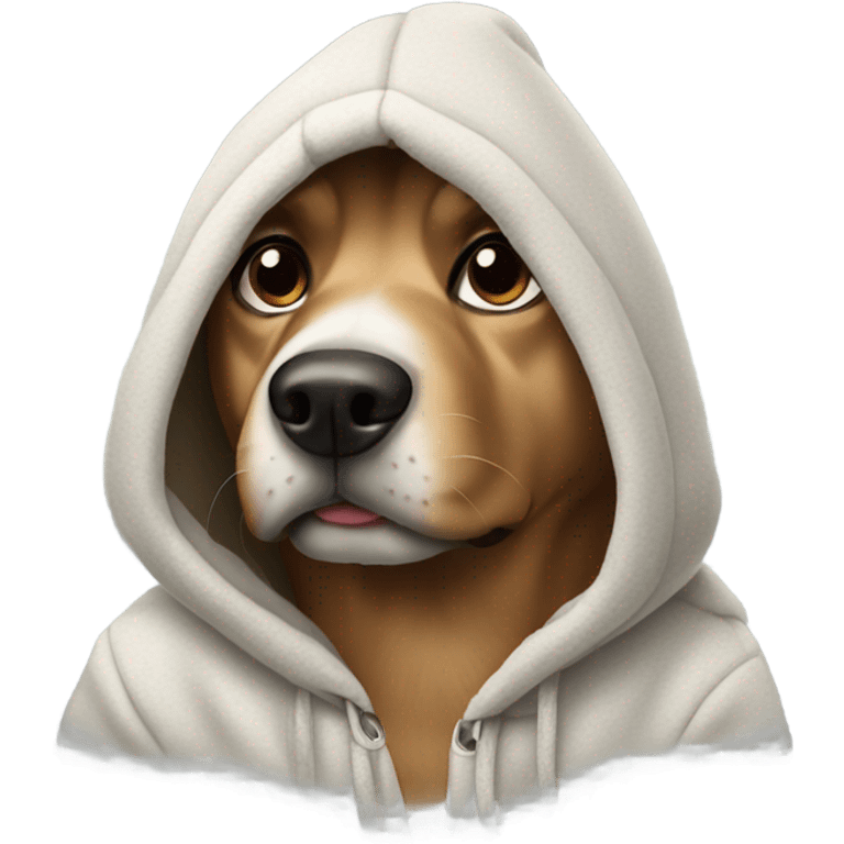 Dog wearing a hoodie emoji