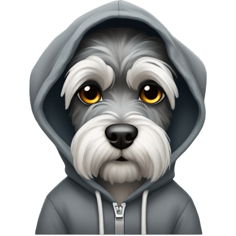 schnauzer wearing a hoodie emoji