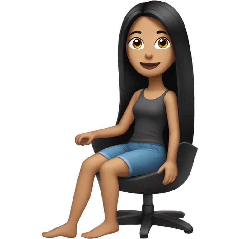 A brunette woman with long, straight and black hair relaxing emoji