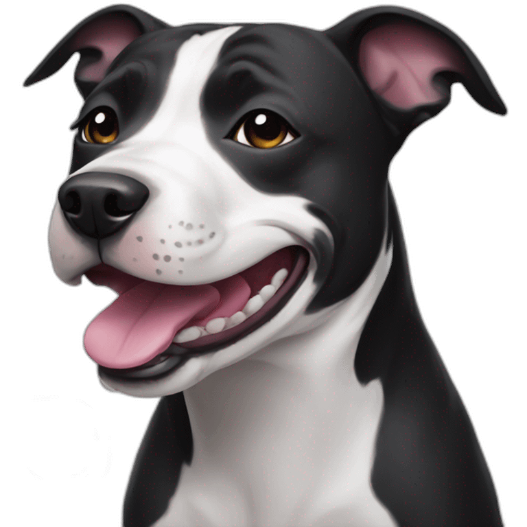 Black white Staffy smile emoji