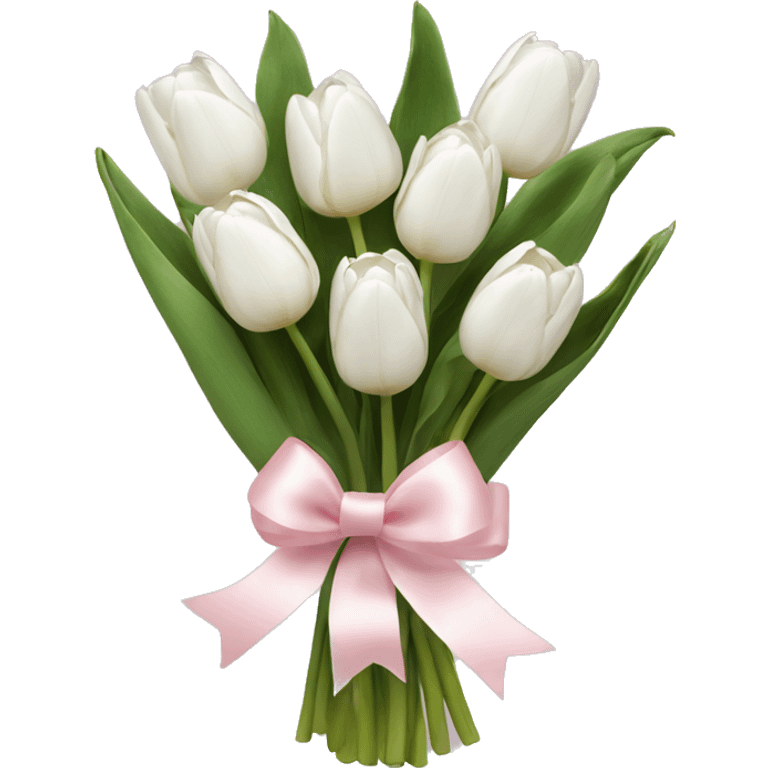 White tulips bouquet with light pink bow  emoji