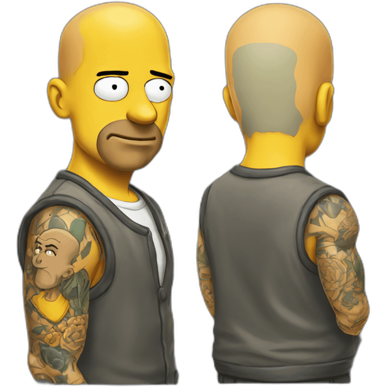 Tattooed bald man the Simpsons emoji