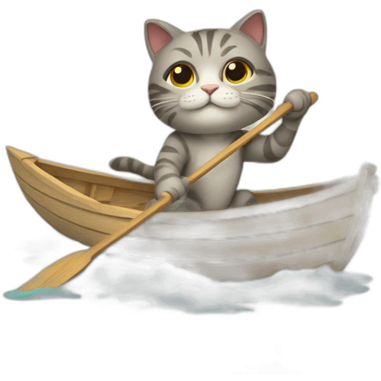 A little cat is rowing a boat emoji