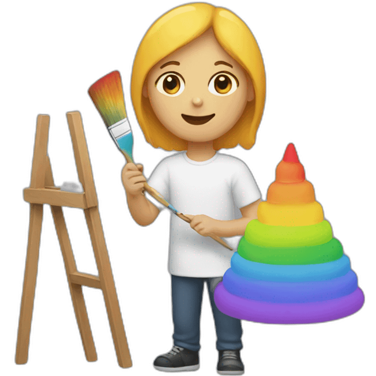 person painting a rainbow emoji