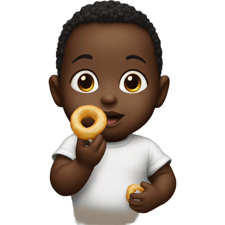 Black baby eating a onion ring emoji