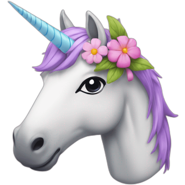 Licorne avec fleur dans la bouche emoji