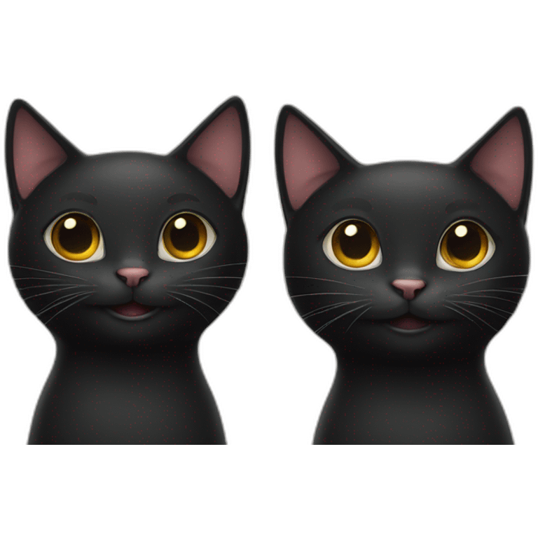 Two black cats smiling emoji