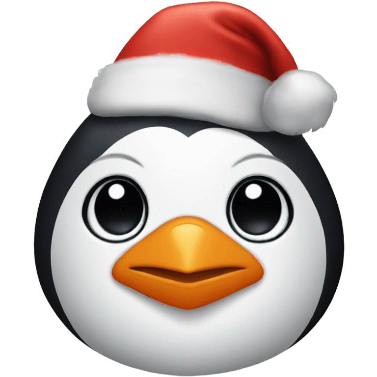 penguin with a christmas hat emoji