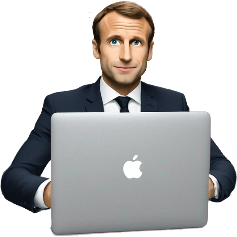 Macron with macbook emoji