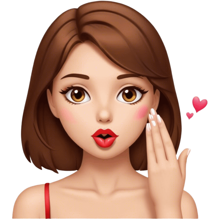 Sexy girl brown hair Blowing kisses  emoji