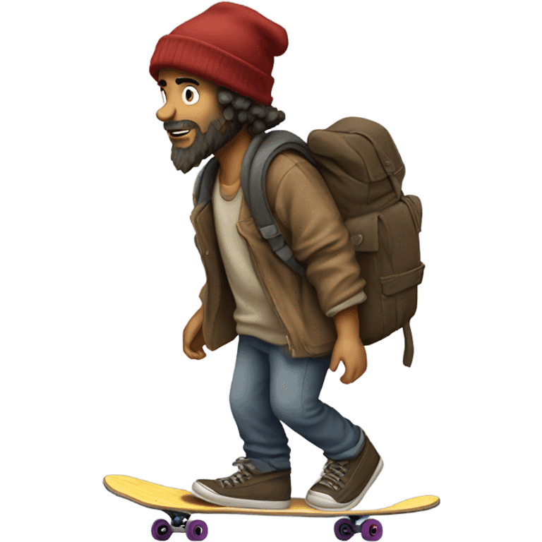 Skateboarding hobo emoji