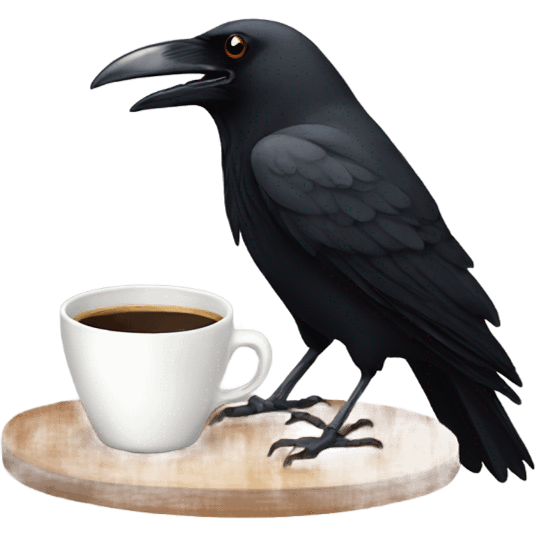 Crow drinking coffee  emoji