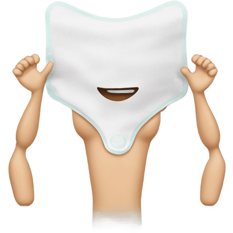 Sanitary napkin with a face, arms and legs emoji