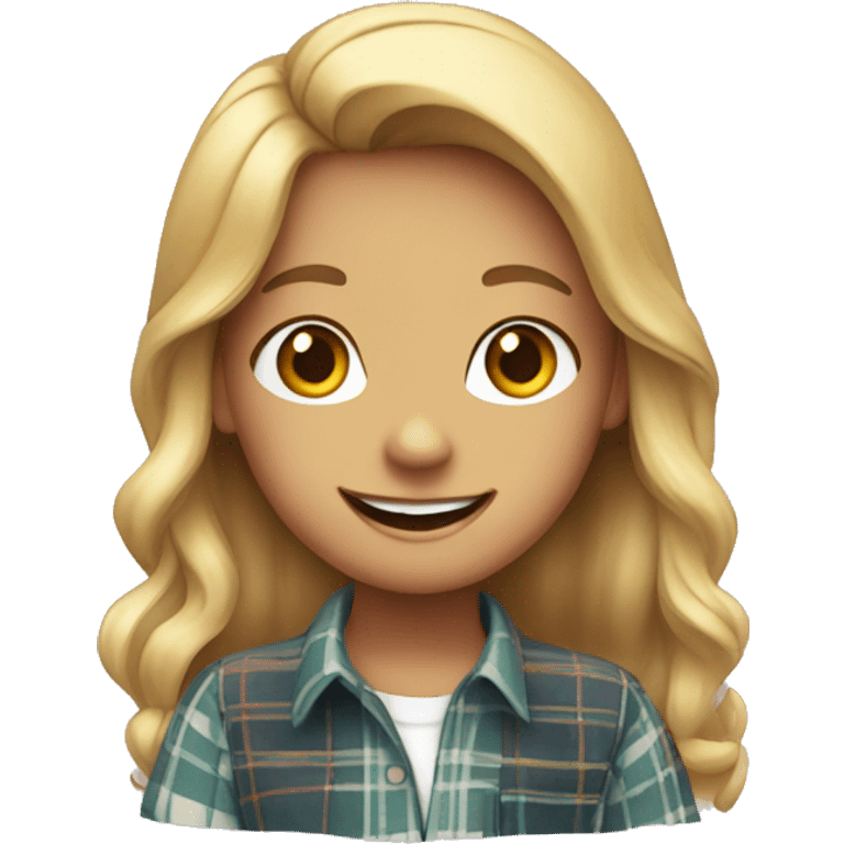 smiling girl in plaid shirt emoji