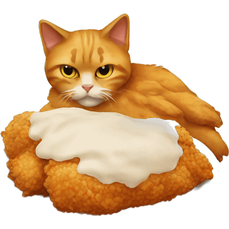 fried chicken eating cat emoji