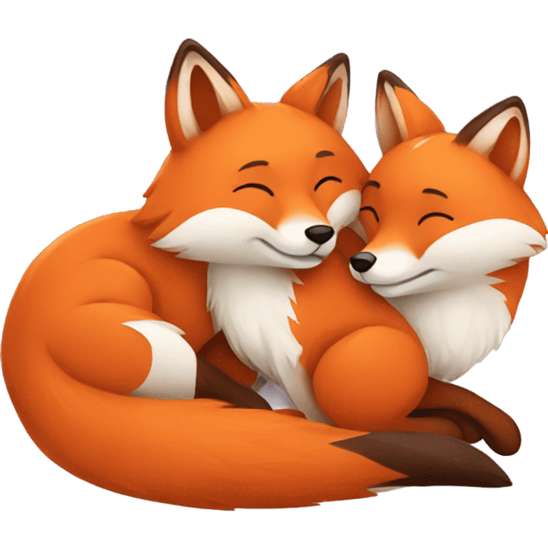 two fox snuggling emoji