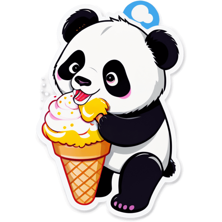 Panda eating ice cream emoji