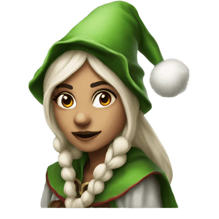 rogue female elf fantasy wearing santa hat emoji