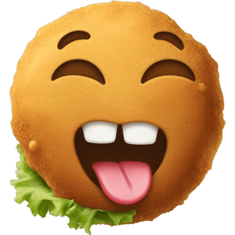 smiling falafel piece with tongue out licking itself emoji