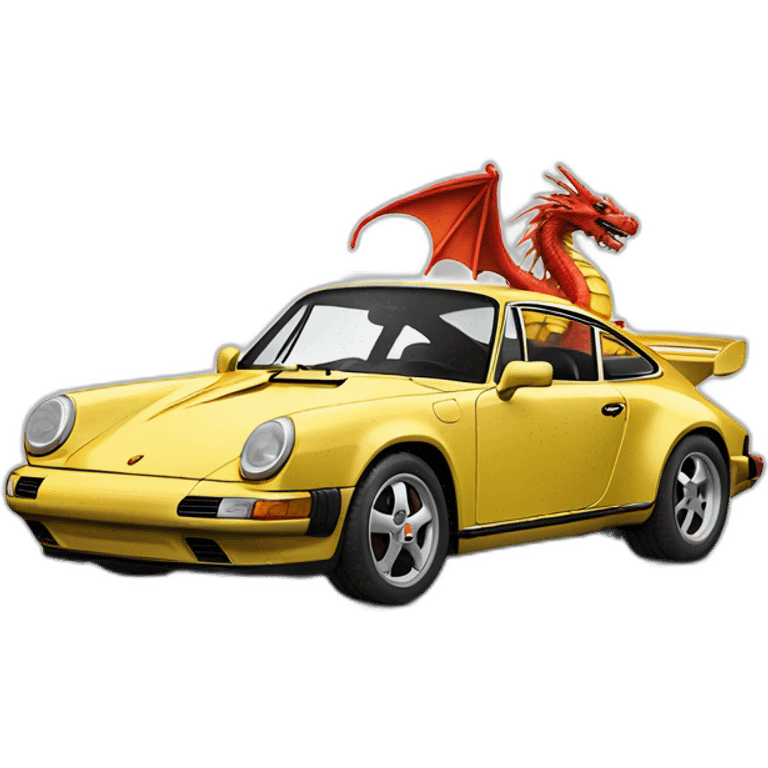 Voiture porsche avec un dragon qui l'entour emoji