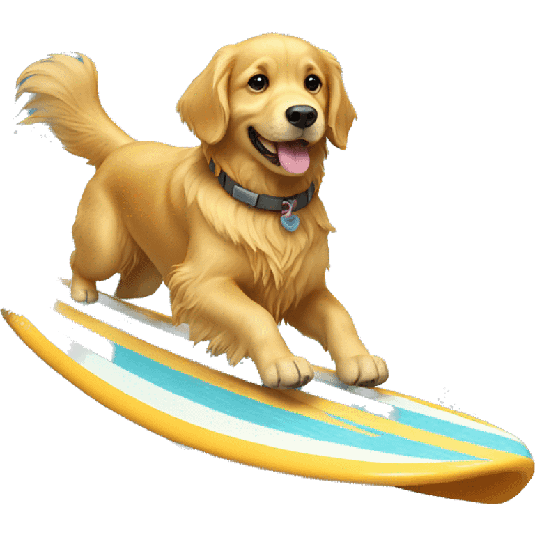 Golden retriever surfing emoji