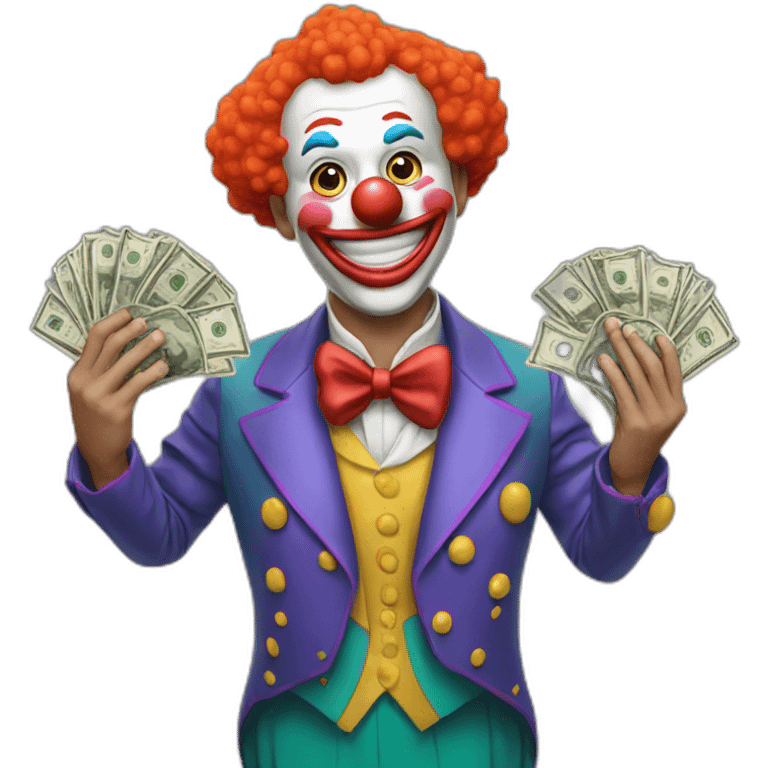 clown holding lots of money emoji