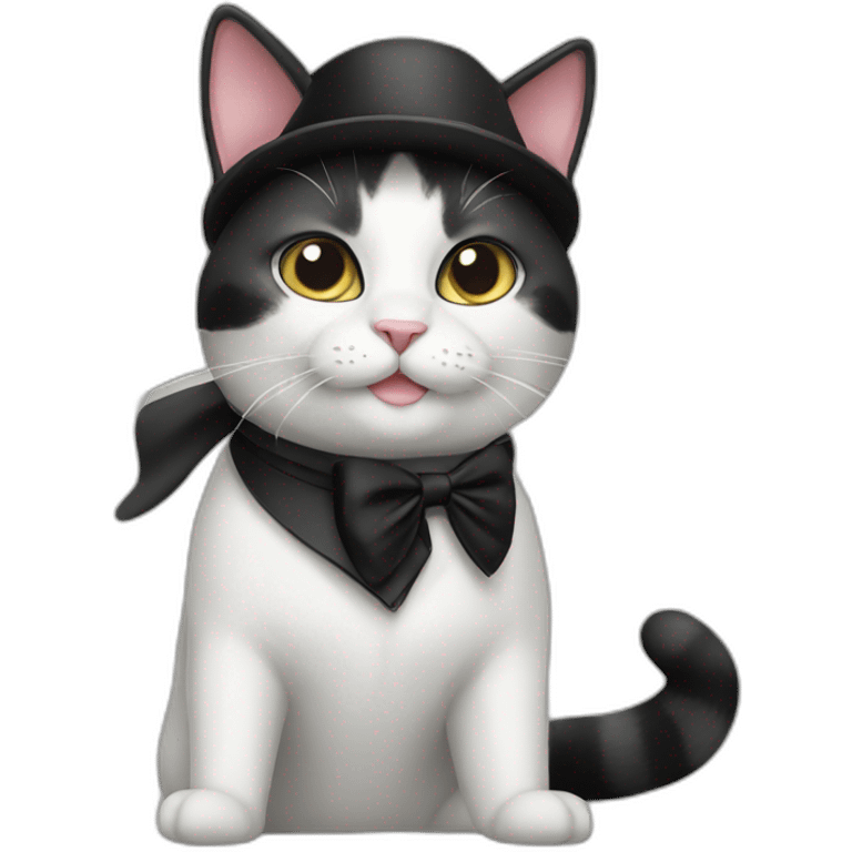 tuxedo cat wearing classy black beret emoji