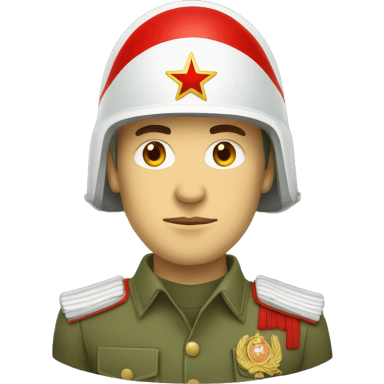 ussr soldier serious with military helmet with red star emoji