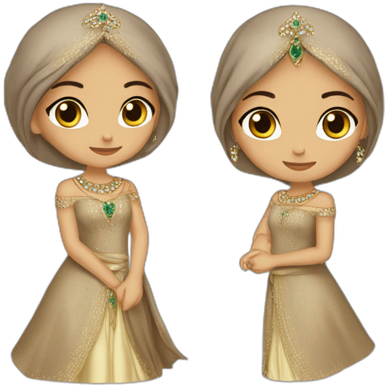 princesse arab brown hair jewerlery dress emoji