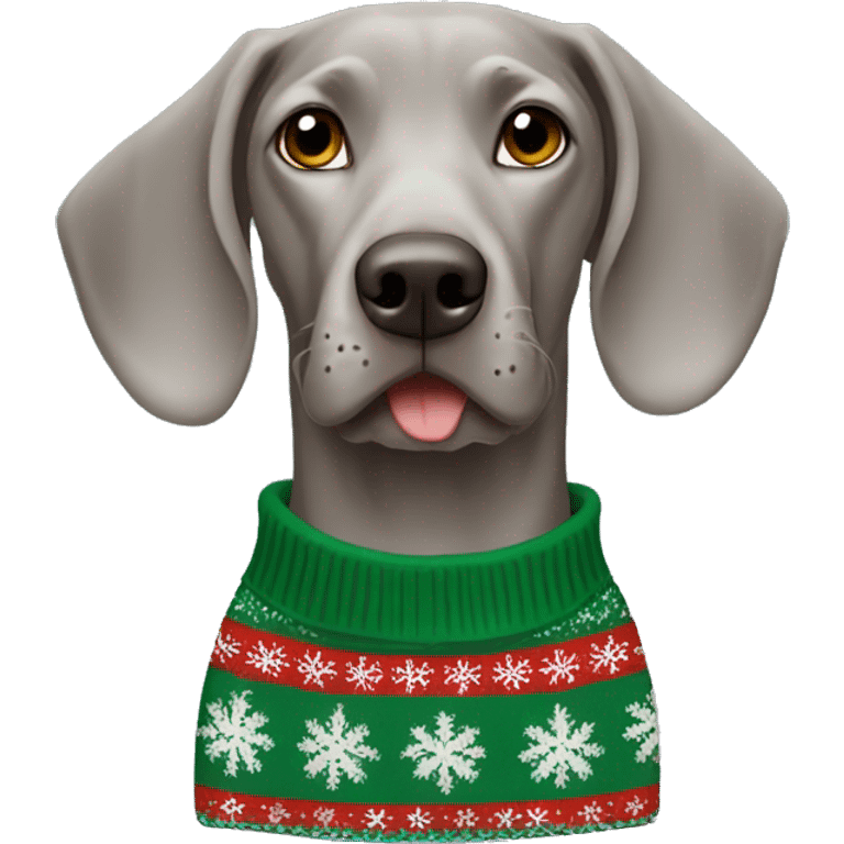 Weimaraner in christmas Sweater  emoji