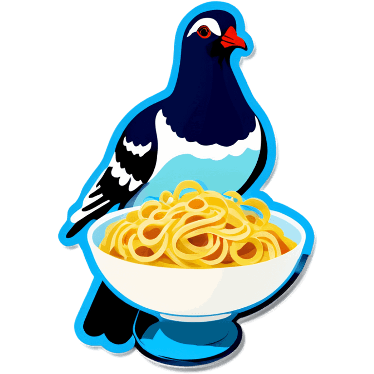 Pigeon eating pasta emoji