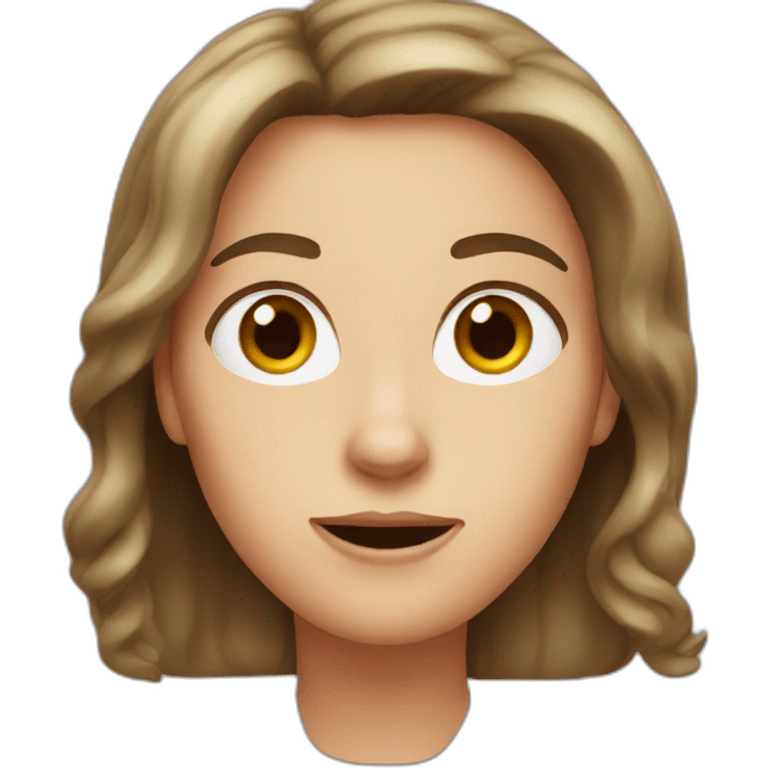 white woman brown hair surprised emoji