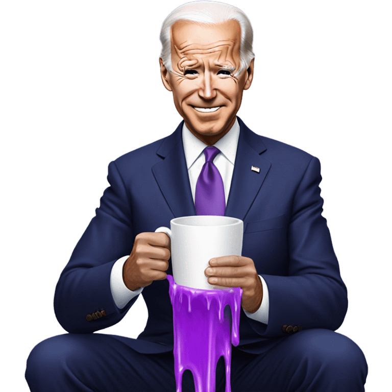 biden with purple liquid spilling out of white cup emoji