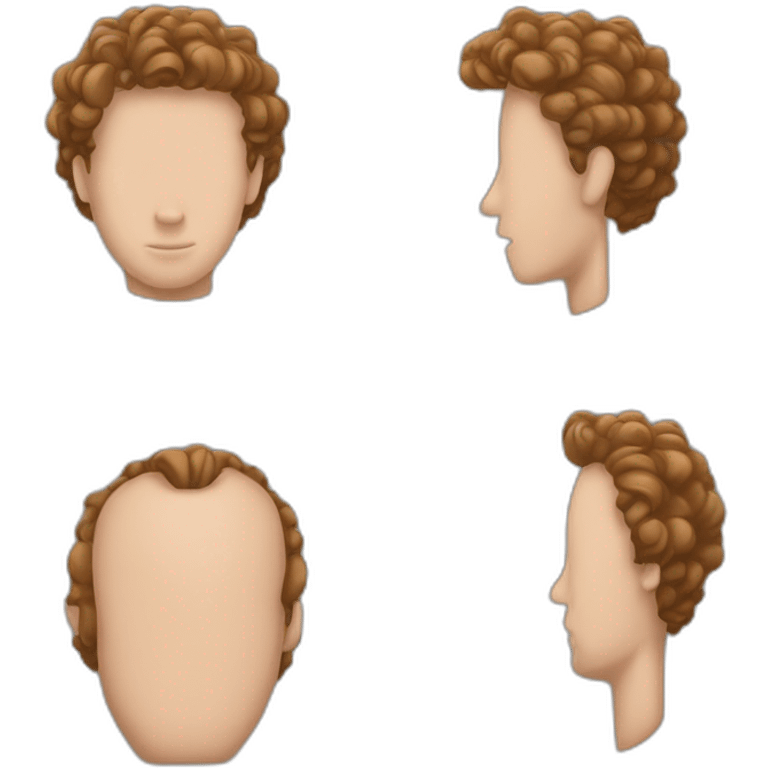 white guy with brown curly hair on top and normal hair on sides emoji