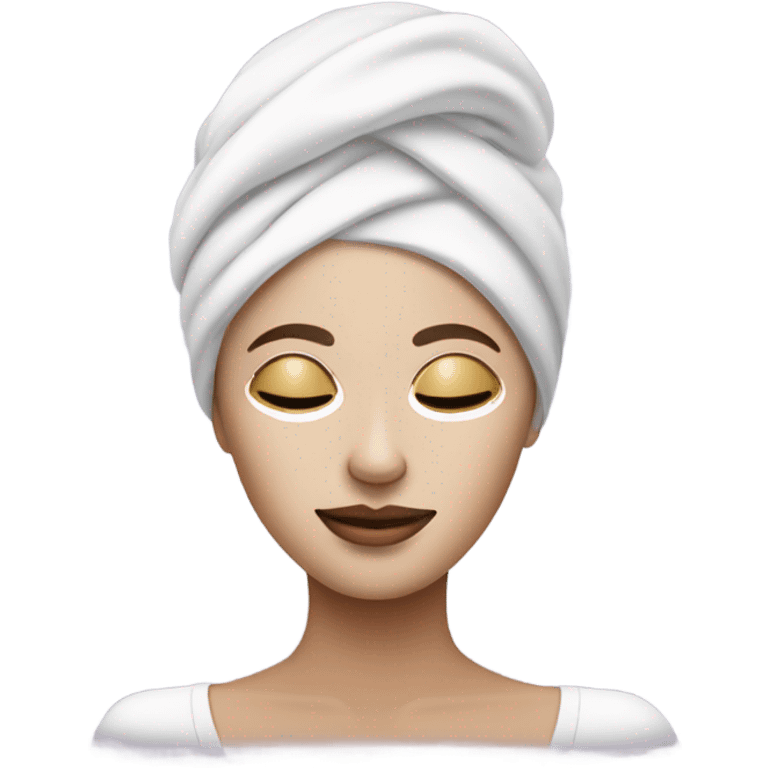 Lady with face mask spa beauty full face relaxing emoji