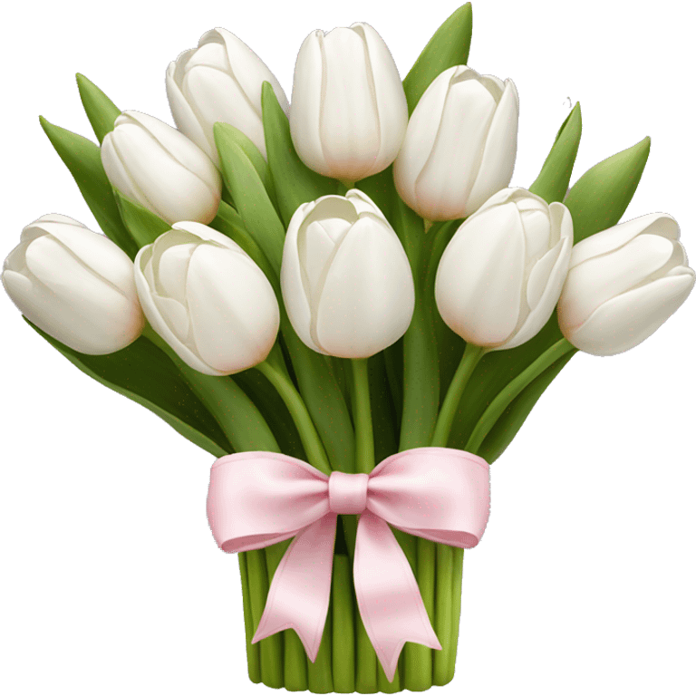 White tulips bouquet with light pink bow  emoji