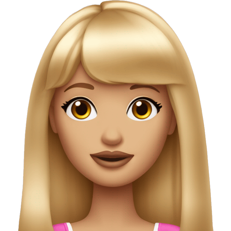 Blonde Barbie with bangs and long straight hair and hazel eyes blowing kiss emoji